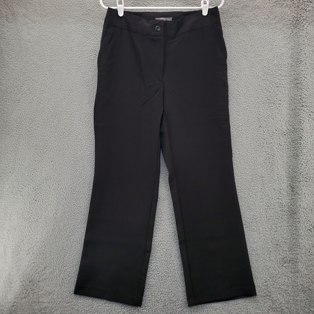 Jessica London Bootcut Pants Womens 12W Petite Stretch Elastic Waist Black